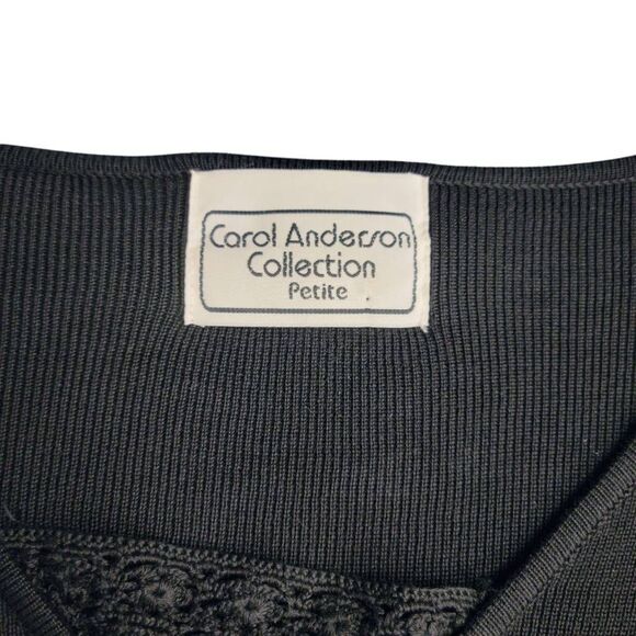 Designer Silk & Cotton with Crochet Detail on Sleeves and V Neck Black Knit Top - Picture 9 of 10